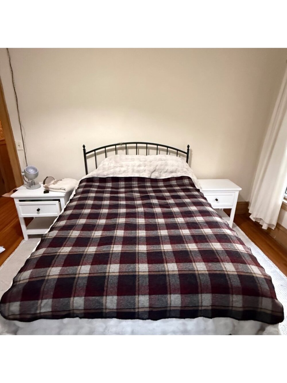 Vintage Plaid Wool Camp Blanket Throw 71" x 58”